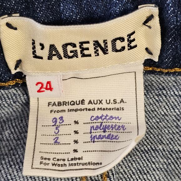 L'AGENCE Highline Distressed Skinny Jeans Size 24 High Rise Stretch Raw Hem Boho - Picture 6 of 11